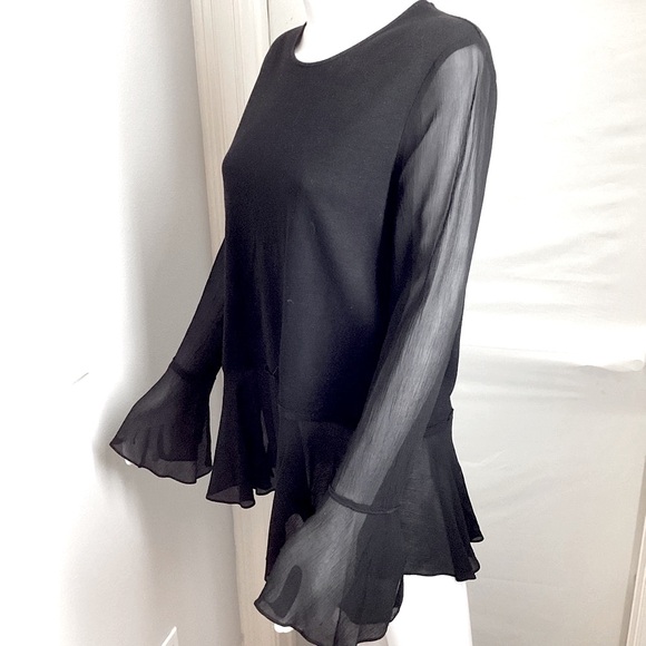 EUC Theory Black Sheer Women's Top Large - Picture 2 of 7